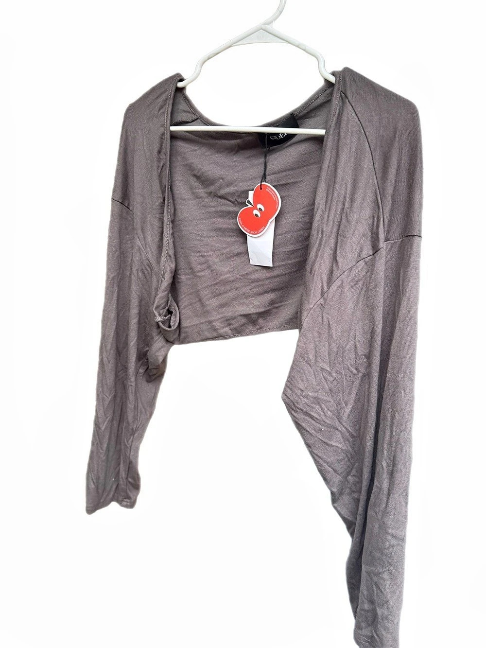 Cider Collarless Long Sleeve Crop Shrug Gray 4XL
